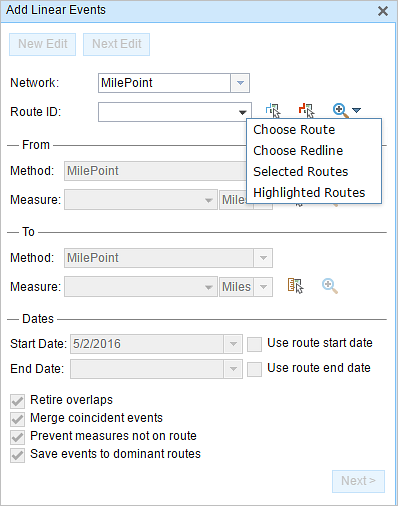 Route ID options Route ID options